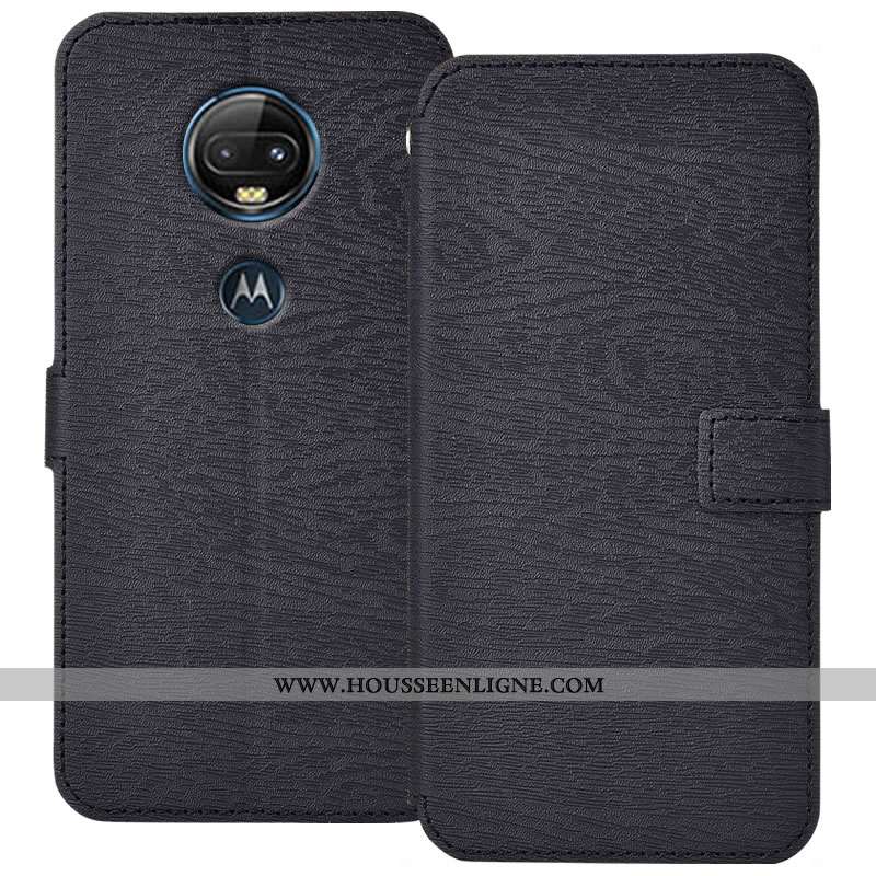 Coque Moto G7 Plus Cuir Protection Noir Tout Compris Téléphone Portable Étui