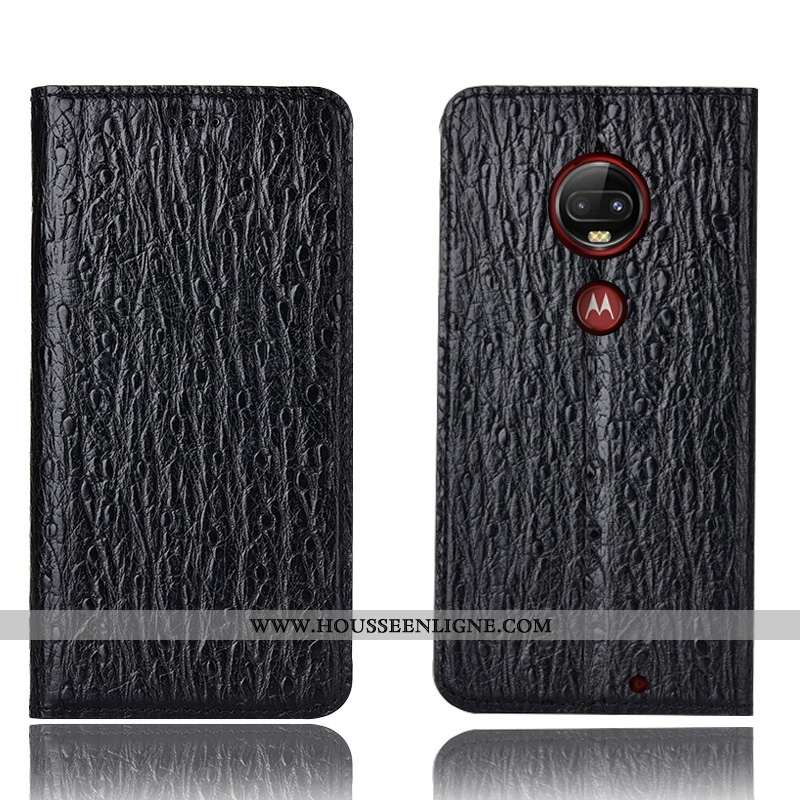 Coque Moto G7 Plus Cuir Véritable Protection Téléphone Portable Tout Compris Incassable Rouge