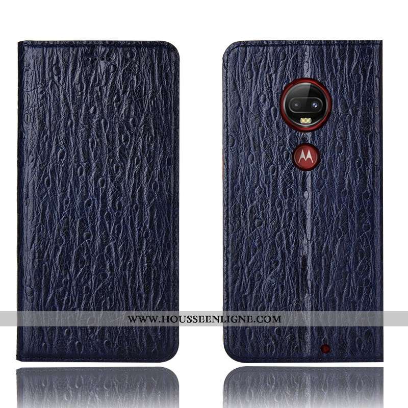 Coque Moto G7 Plus Cuir Véritable Protection Téléphone Portable Tout Compris Incassable Rouge