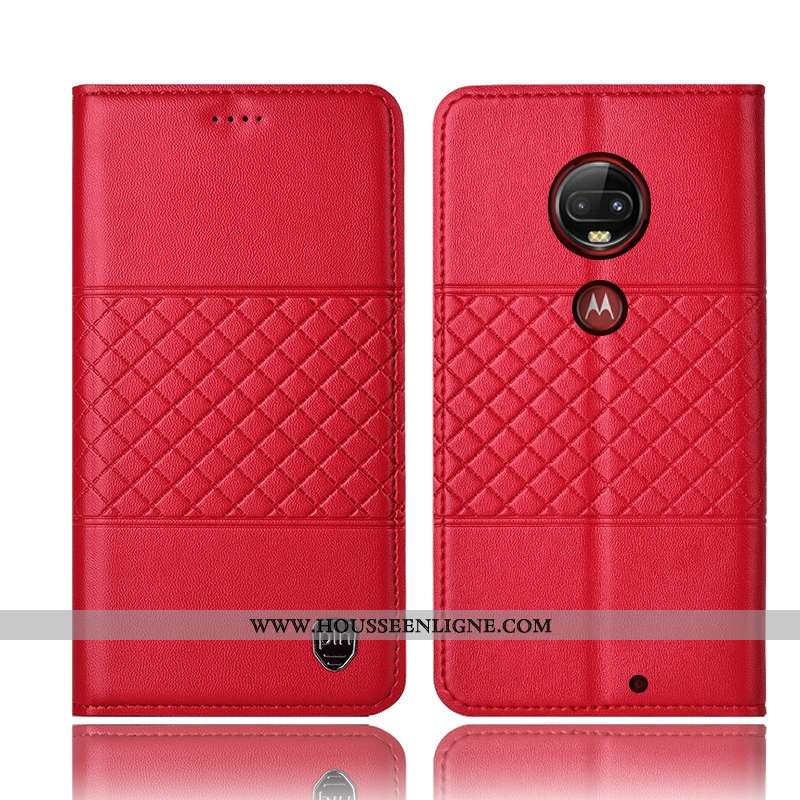 Coque Moto G7 Plus Cuir Véritable Protection Étui Jaune Téléphone Portable Housse