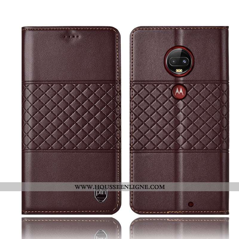 Coque Moto G7 Plus Cuir Véritable Protection Étui Jaune Téléphone Portable Housse