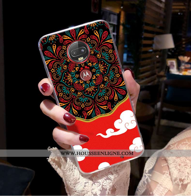 Coque Moto G7 Plus Fluide Doux Protection Tendance Étui Rouge Tout Compris