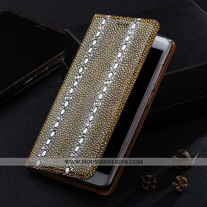 Coque Moto G7 Plus Protection Cuir Véritable Étui Housse Tout Compris Jaune Incassable
