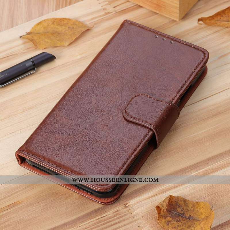 Coque Moto G7 Power Cuir Modèle Fleurie Protection Étui Téléphone Portable Marron