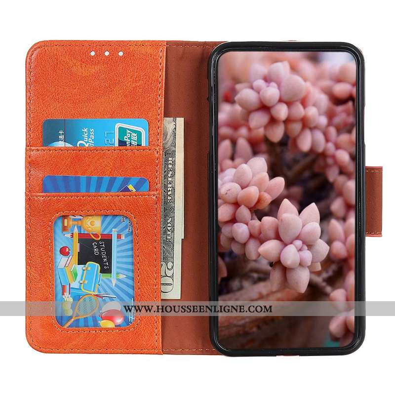 Coque Moto G7 Power Cuir Modèle Fleurie Protection Étui Téléphone Portable Marron