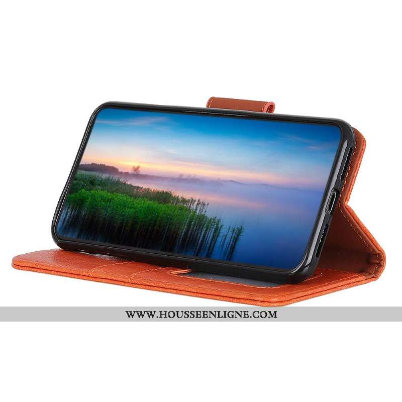 Coque Moto G7 Power Cuir Modèle Fleurie Protection Étui Téléphone Portable Marron