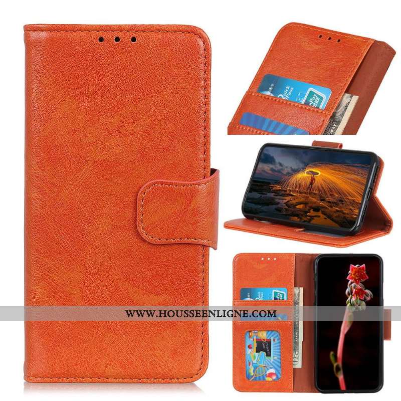 Coque Moto G7 Power Cuir Modèle Fleurie Protection Étui Téléphone Portable Marron