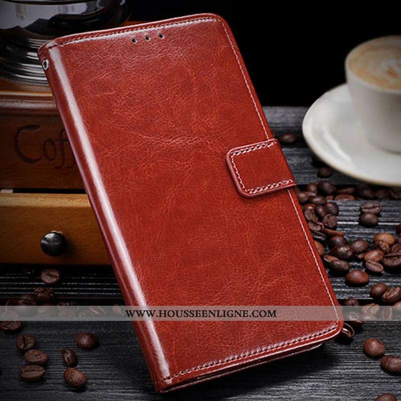 Coque Moto G7 Power Portefeuille Cuir Tout Compris Housse Étui Protection Marron