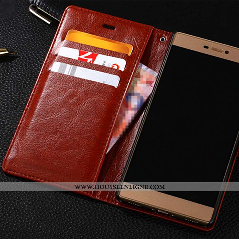 Coque Moto G7 Power Portefeuille Cuir Tout Compris Housse Étui Protection Marron
