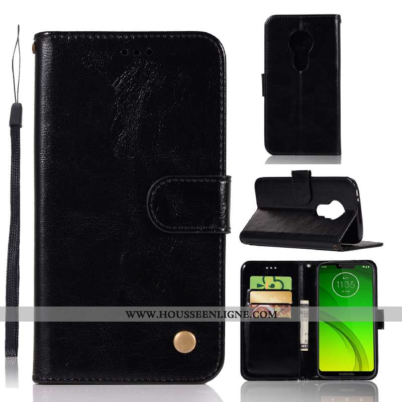 Coque Moto G7 Power Portefeuille Cuir Téléphone Portable Modèle Fleurie Vintage Carte Étui Rouge