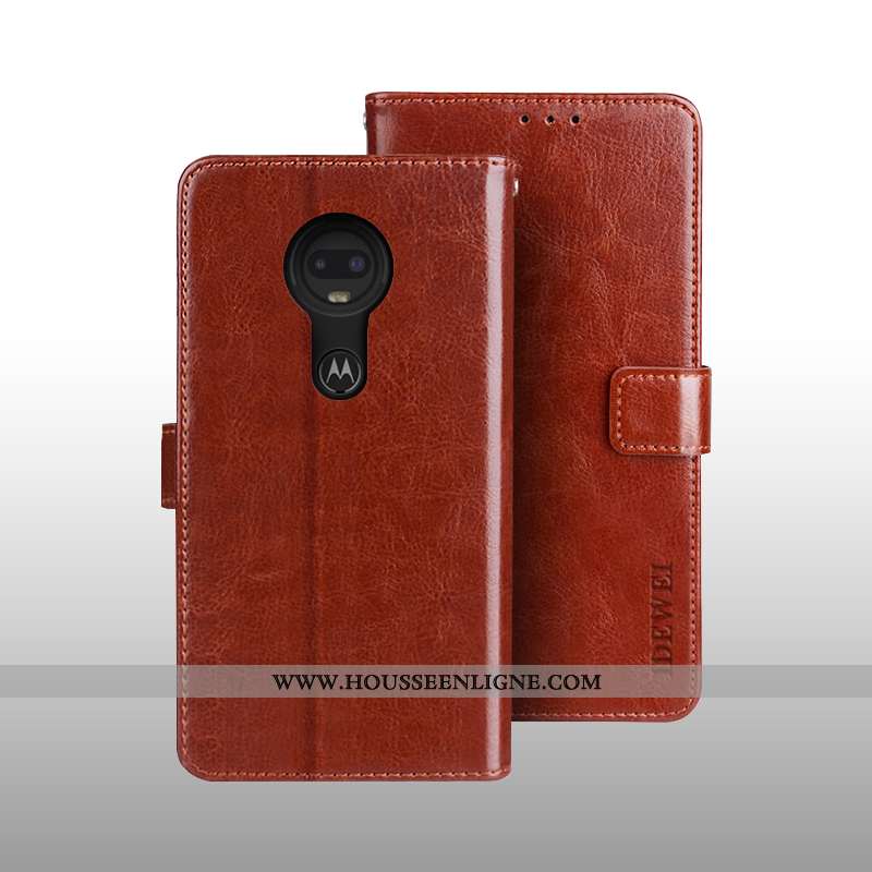 Coque Moto G7 Protection Vintage Étui Téléphone Portable Clamshell Cuir Noir