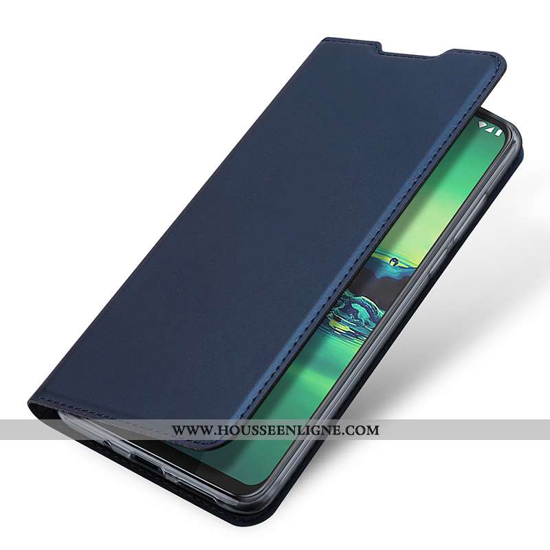 Coque Moto G8 Plus Cuir Protection Business Carte Incassable Clamshell Bleu Marin Bleu Foncé