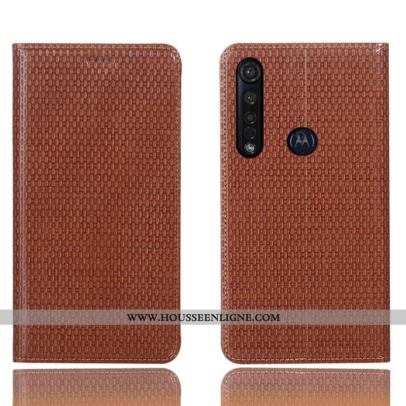 Coque Moto G8 Plus Cuir Véritable Protection Noir Étui Housse Tout Compris