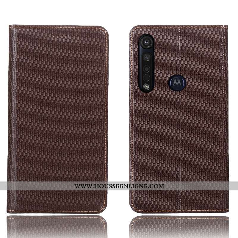 Coque Moto G8 Plus Cuir Véritable Protection Noir Étui Housse Tout Compris