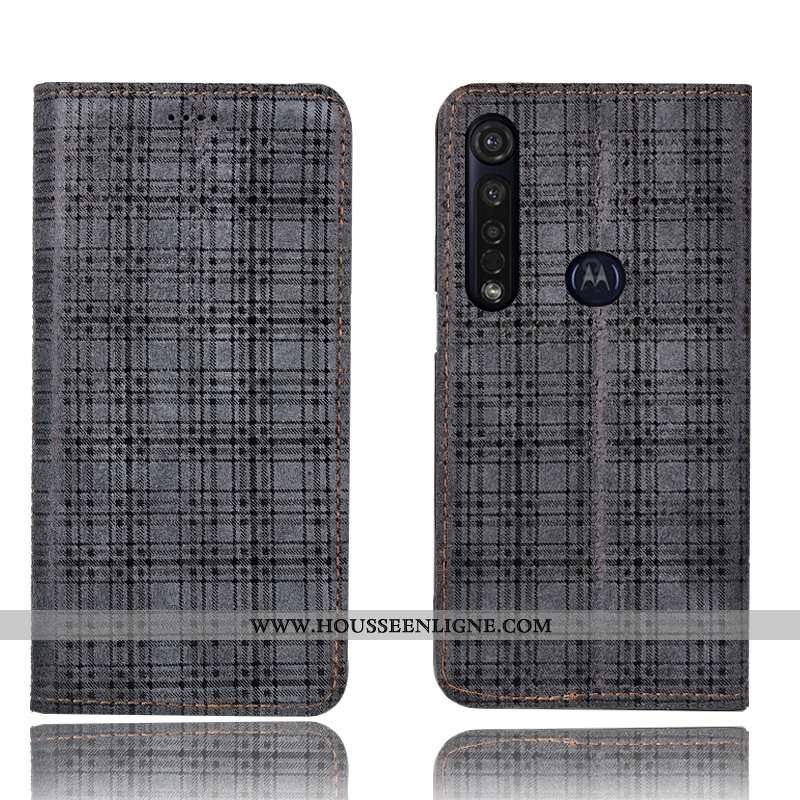 Coque Moto G8 Plus Protection Cuir Véritable Noir Velours Téléphone Portable Tout Compris