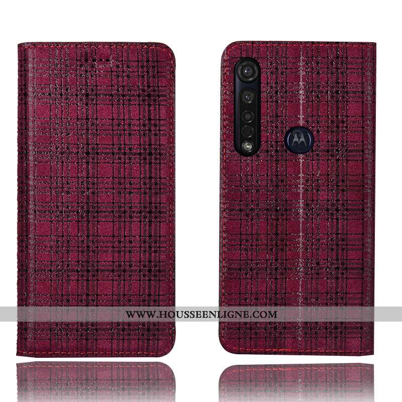 Coque Moto G8 Plus Protection Cuir Véritable Noir Velours Téléphone Portable Tout Compris