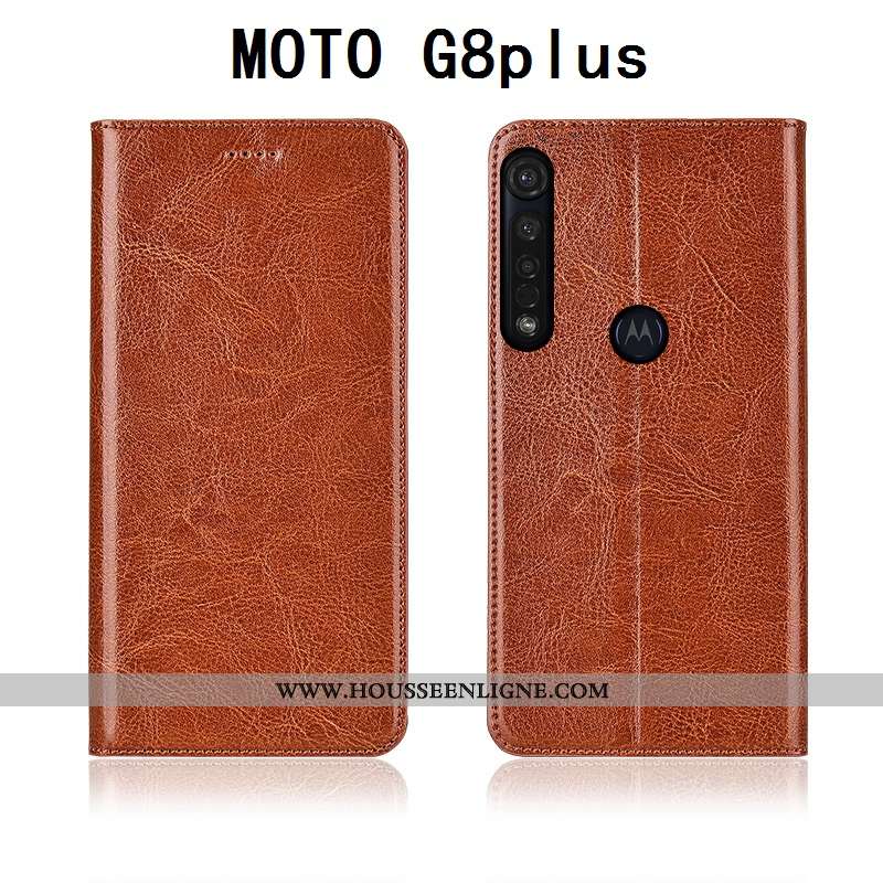 Coque Moto G8 Plus Protection Cuir Véritable Silicone Modèle Fleurie Étui Incassable Fluide Doux Mar
