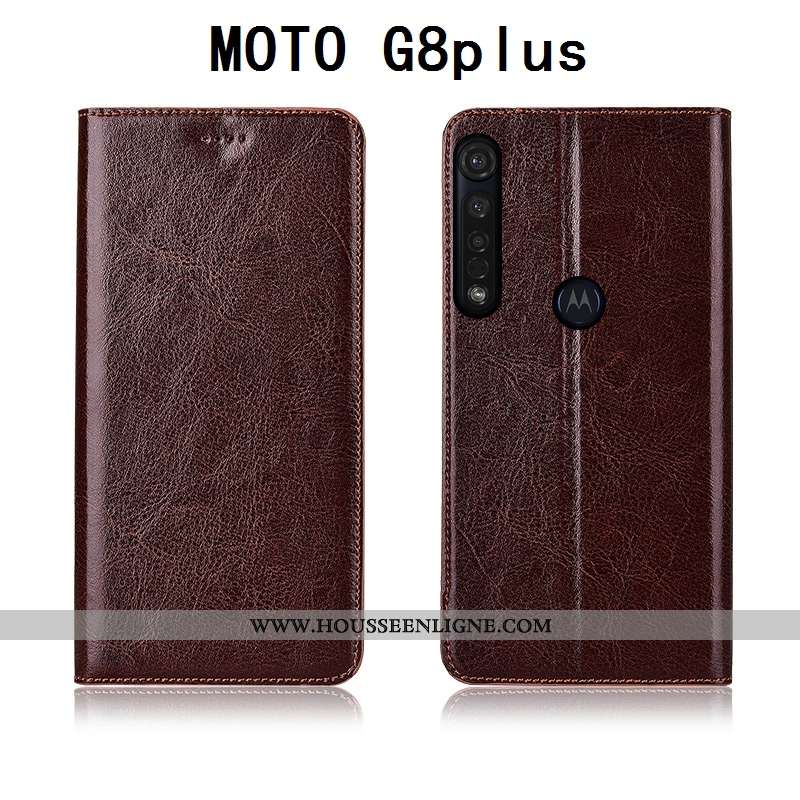 Coque Moto G8 Plus Protection Cuir Véritable Silicone Modèle Fleurie Étui Incassable Fluide Doux Mar