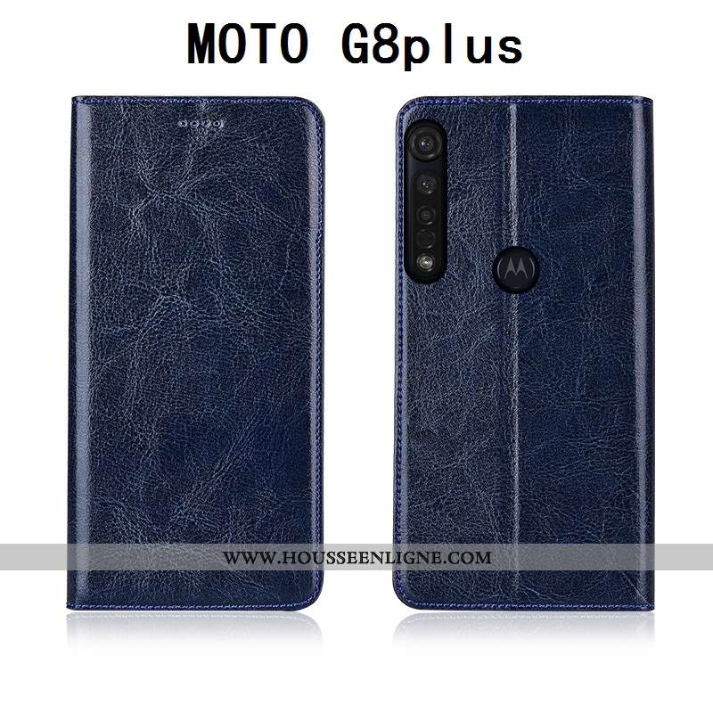 Coque Moto G8 Plus Protection Cuir Véritable Silicone Modèle Fleurie Étui Incassable Fluide Doux Mar