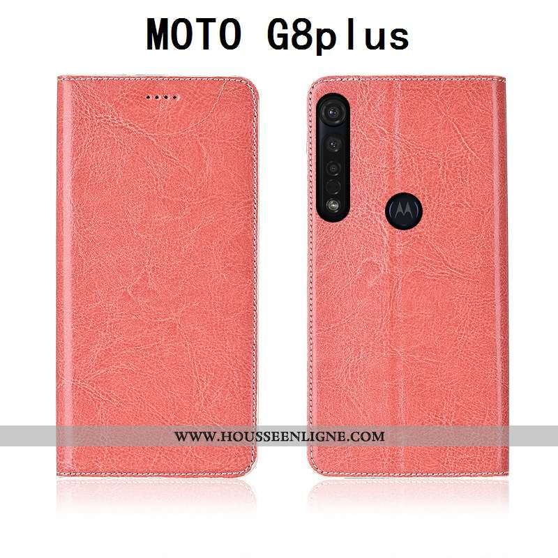 Coque Moto G8 Plus Protection Cuir Véritable Silicone Modèle Fleurie Étui Incassable Fluide Doux Mar
