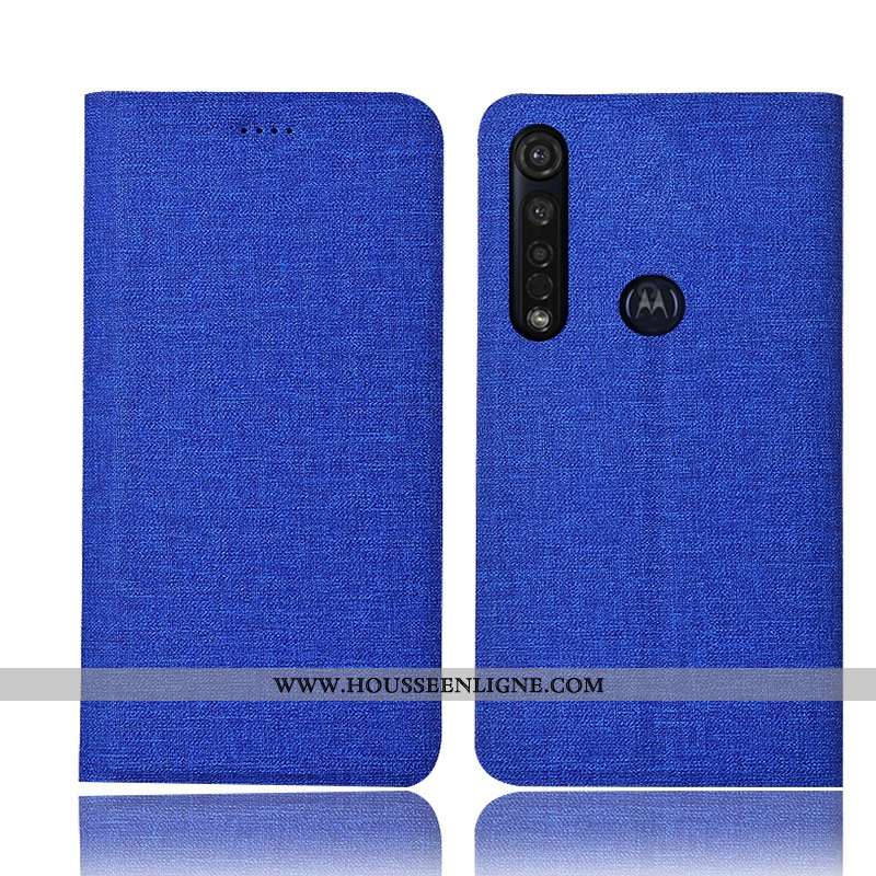 Coque Moto G8 Plus Protection Cuir Étui Incassable Housse Tout Compris Gris
