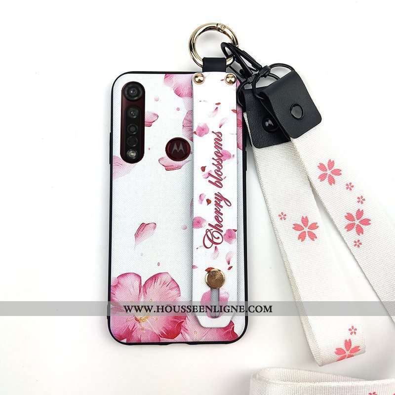 Coque Moto G8 Plus Protection Ornements Suspendus Frais Support Téléphone Portable Étui Rose