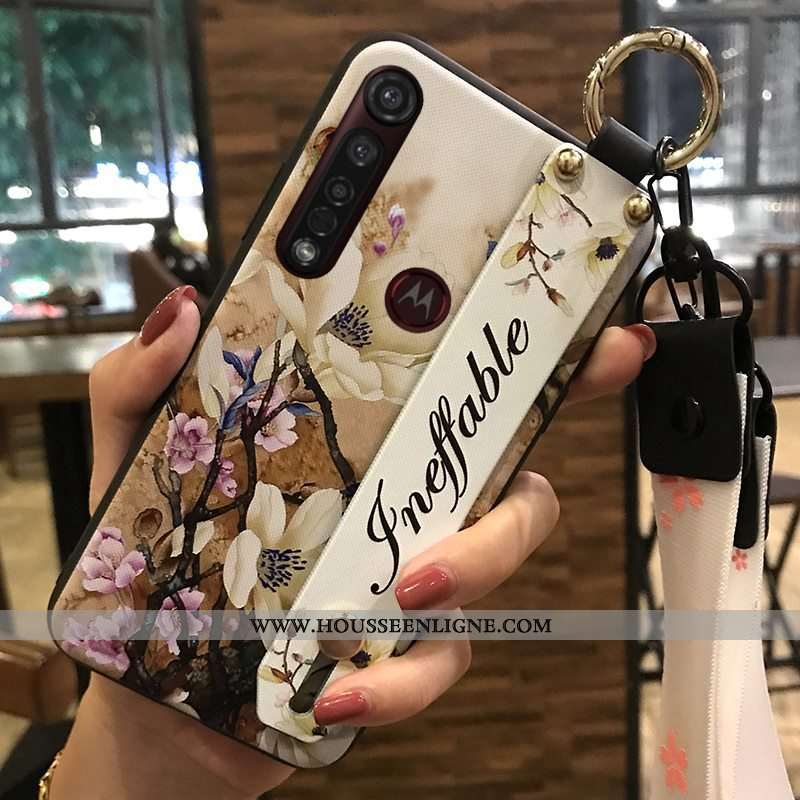 Coque Moto G8 Plus Protection Ornements Suspendus Frais Support Téléphone Portable Étui Rose