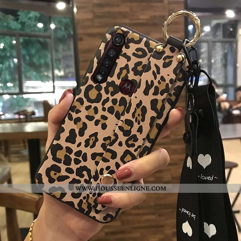 Coque Moto G8 Plus Protection Ornements Suspendus Frais Support Téléphone Portable Étui Rose