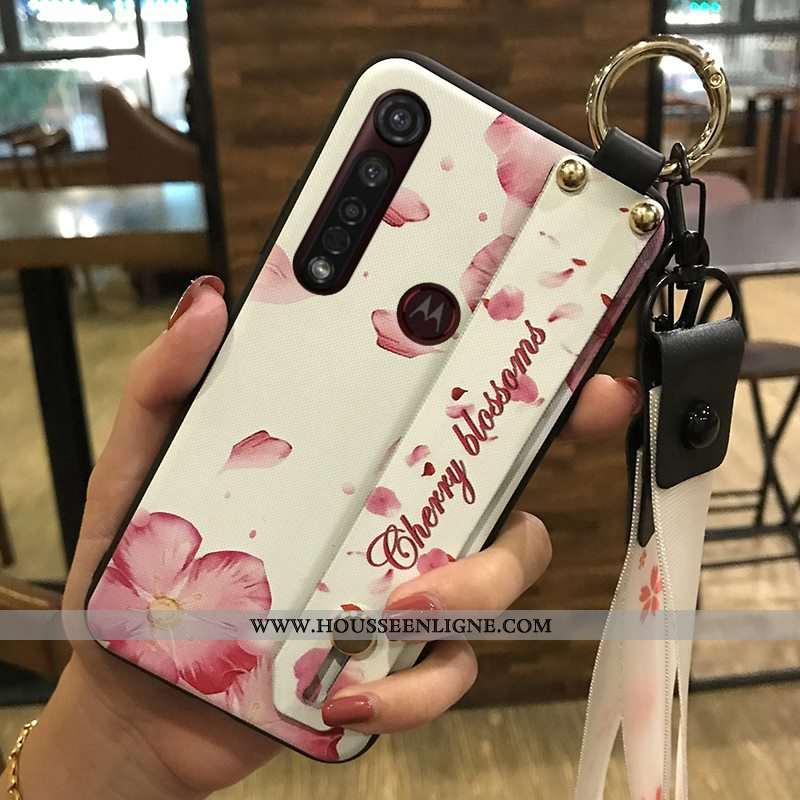 Coque Moto G8 Plus Protection Ornements Suspendus Frais Support Téléphone Portable Étui Rose