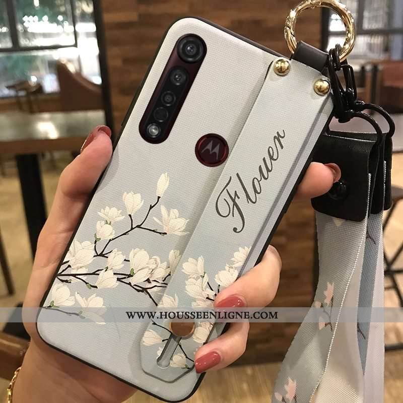 Coque Moto G8 Plus Protection Ornements Suspendus Frais Support Téléphone Portable Étui Rose