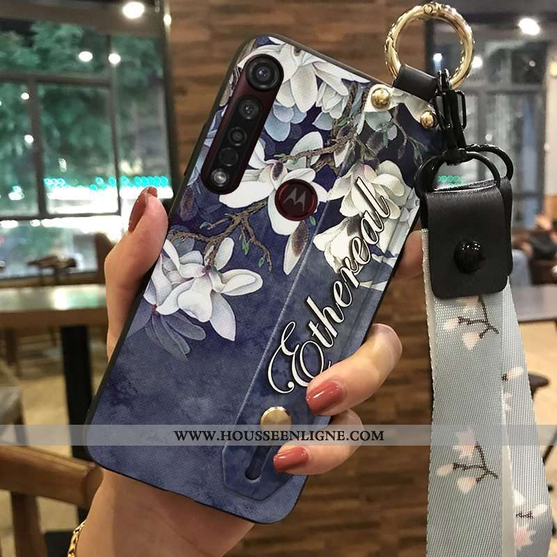 Coque Moto G8 Plus Protection Ornements Suspendus Frais Support Téléphone Portable Étui Rose