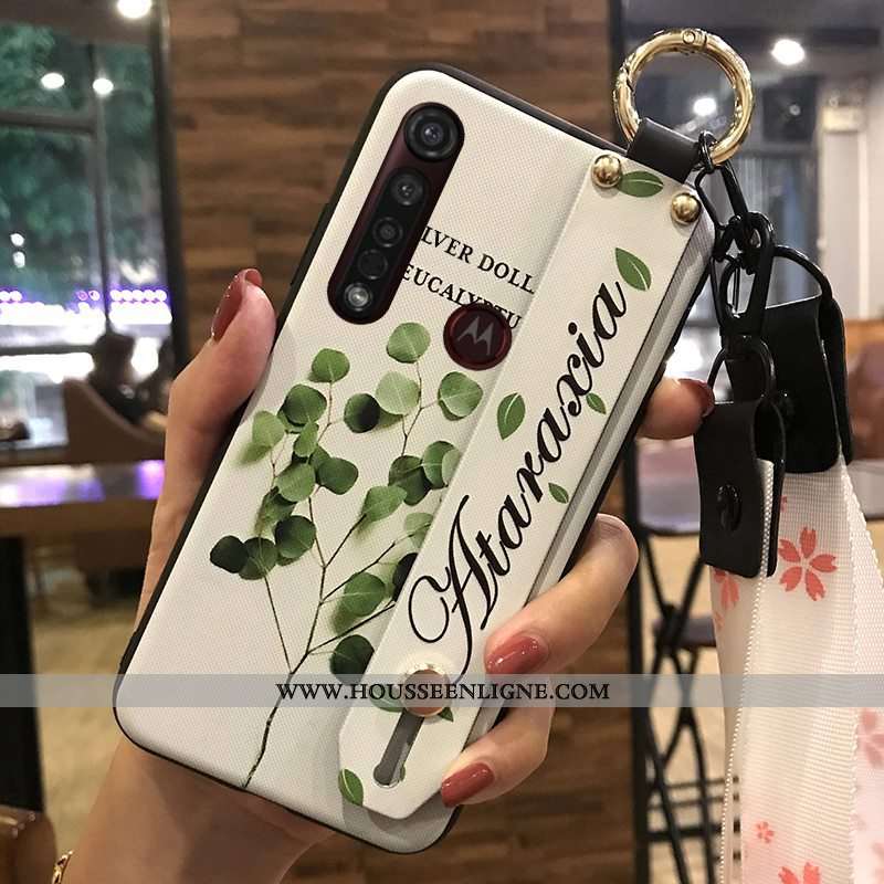 Coque Moto G8 Plus Protection Ornements Suspendus Frais Support Téléphone Portable Étui Rose