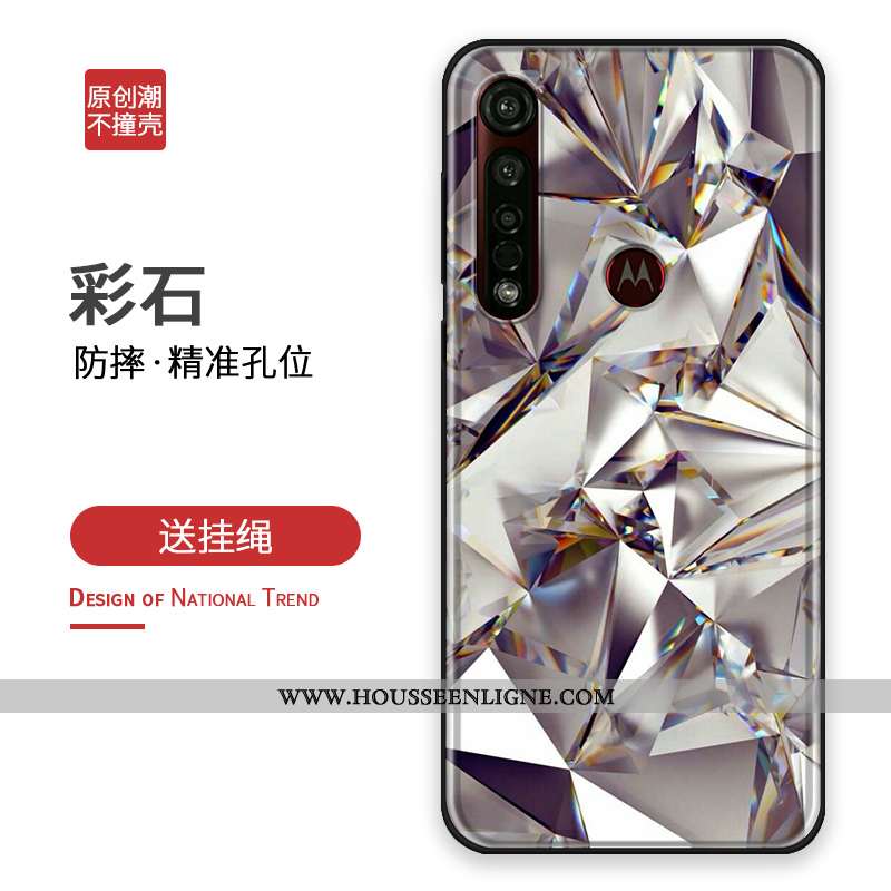 Coque Moto G8 Plus Tendance Silicone Tout Compris Étui Argent Personnalisé