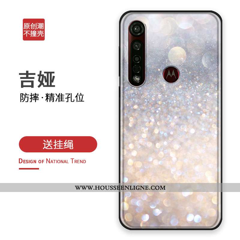 Coque Moto G8 Plus Tendance Silicone Tout Compris Étui Argent Personnalisé