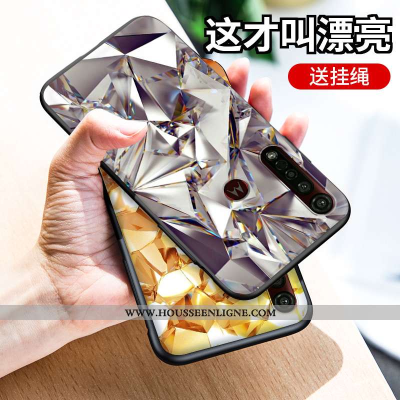 Coque Moto G8 Plus Tendance Silicone Tout Compris Étui Argent Personnalisé