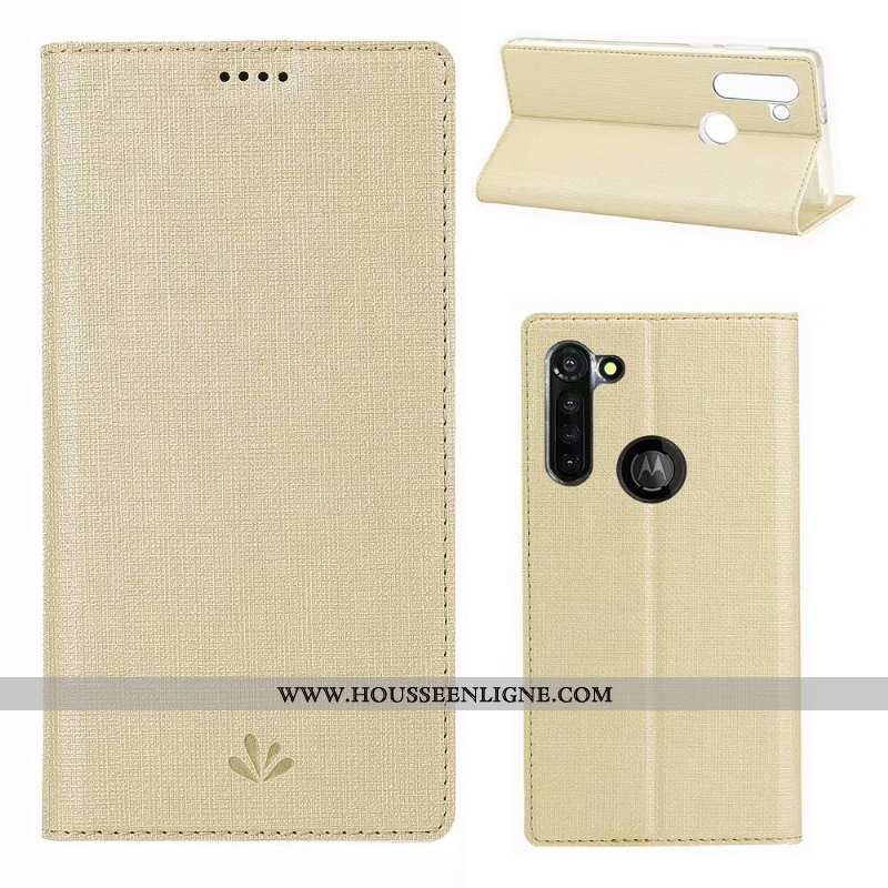 Coque Moto G8 Power Cuir Modèle Fleurie Tissu Housse Carte Téléphone Portable Gris