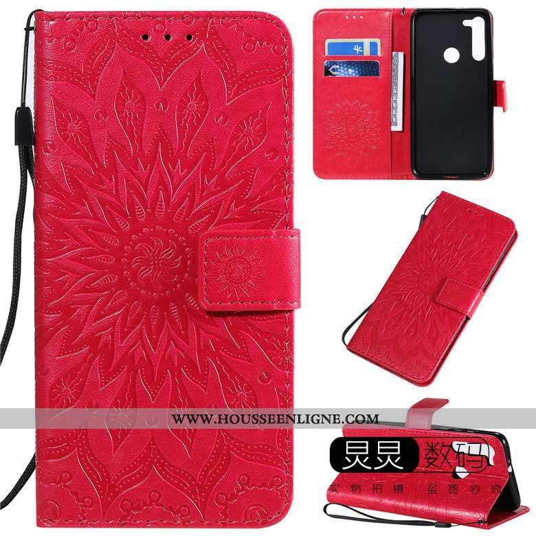 Coque Moto G8 Power Cuir Protection Housse Téléphone Portable Rouge Gaufrage