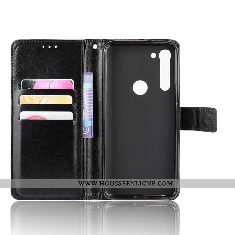 Coque Moto G8 Power Cuir Protection Étui Noir Ornements Suspendus Téléphone Portable