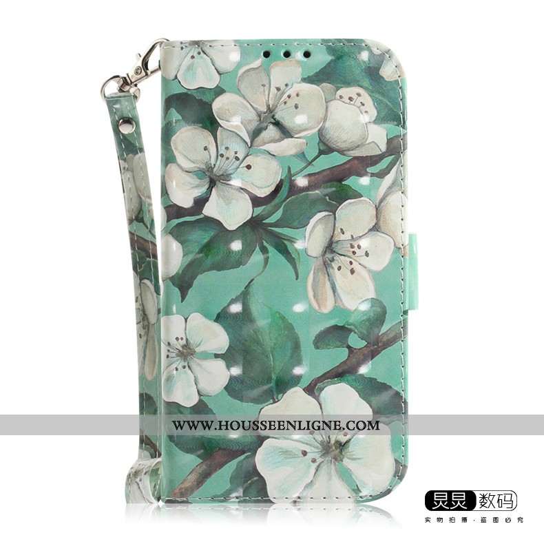 Coque Moto G8 Power Lite Charmant Cuir Téléphone Portable Dessin Animé Étui Vert Verte