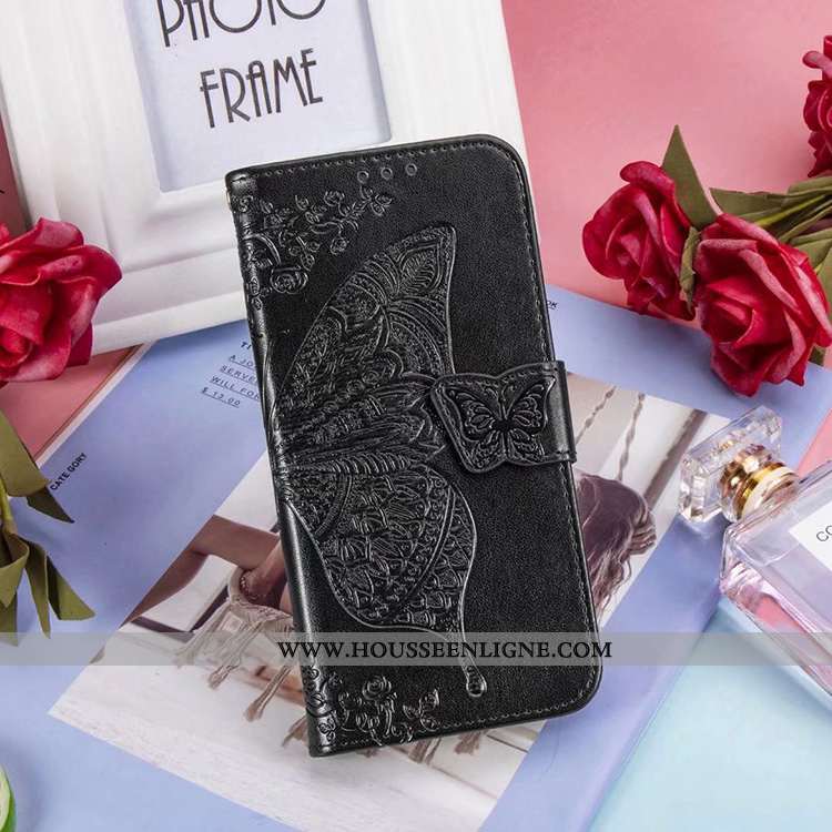 Coque Moto G8 Power Lite Portefeuille Cuir Bleu Téléphone Portable Clamshell Support