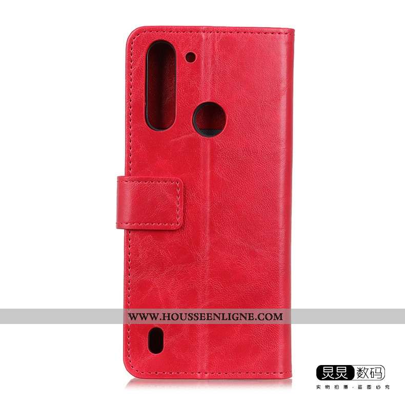 Coque Moto G8 Power Protection Cuir Véritable Housse Téléphone Portable Étui Marron