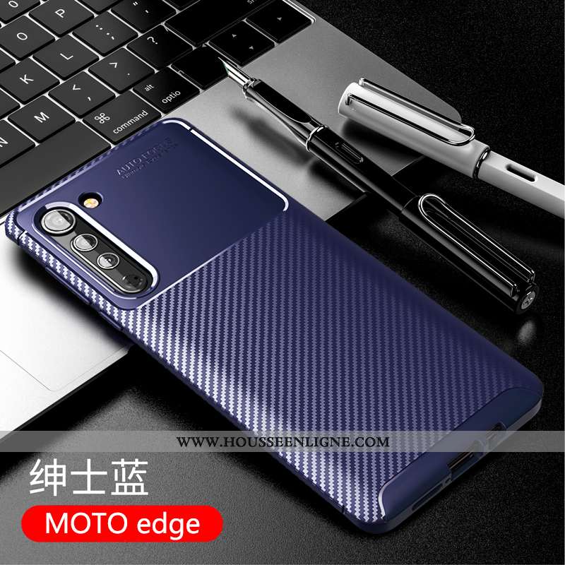 Coque Motorola Edge Fluide Doux Silicone Étui Téléphone Portable Incassable Business Noir
