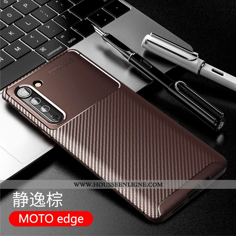 Coque Motorola Edge Fluide Doux Silicone Étui Téléphone Portable Incassable Business Noir