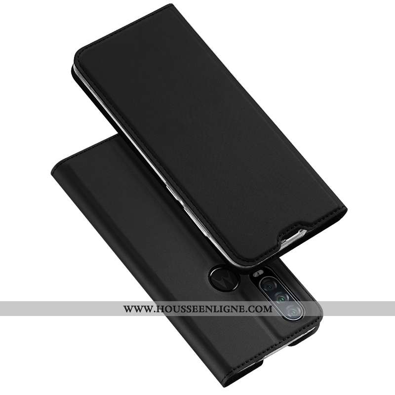 Coque Motorola One Action Cuir Protection Clamshell Étui Noir Téléphone Portable Tout Compris