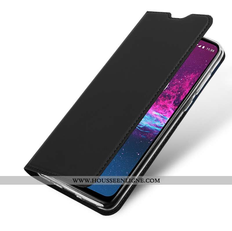 Coque Motorola One Action Cuir Protection Clamshell Étui Noir Téléphone Portable Tout Compris