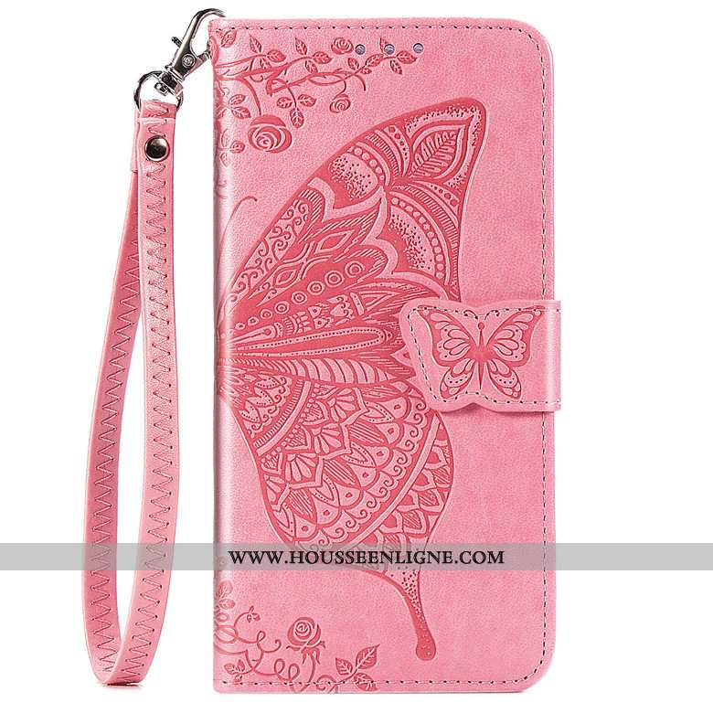 Coque Motorola One Action Cuir Protection Téléphone Portable Incassable Papillon Étui Violet