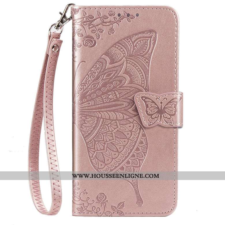Coque Motorola One Action Cuir Protection Téléphone Portable Incassable Papillon Étui Violet
