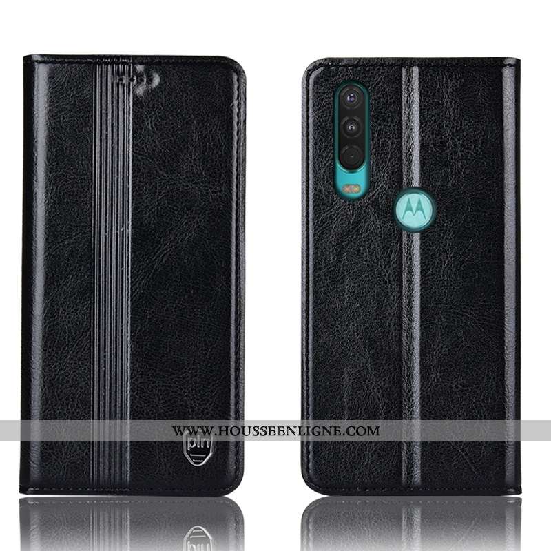 Coque Motorola One Action Cuir Véritable Protection Rouge Étui Incassable Tout Compris