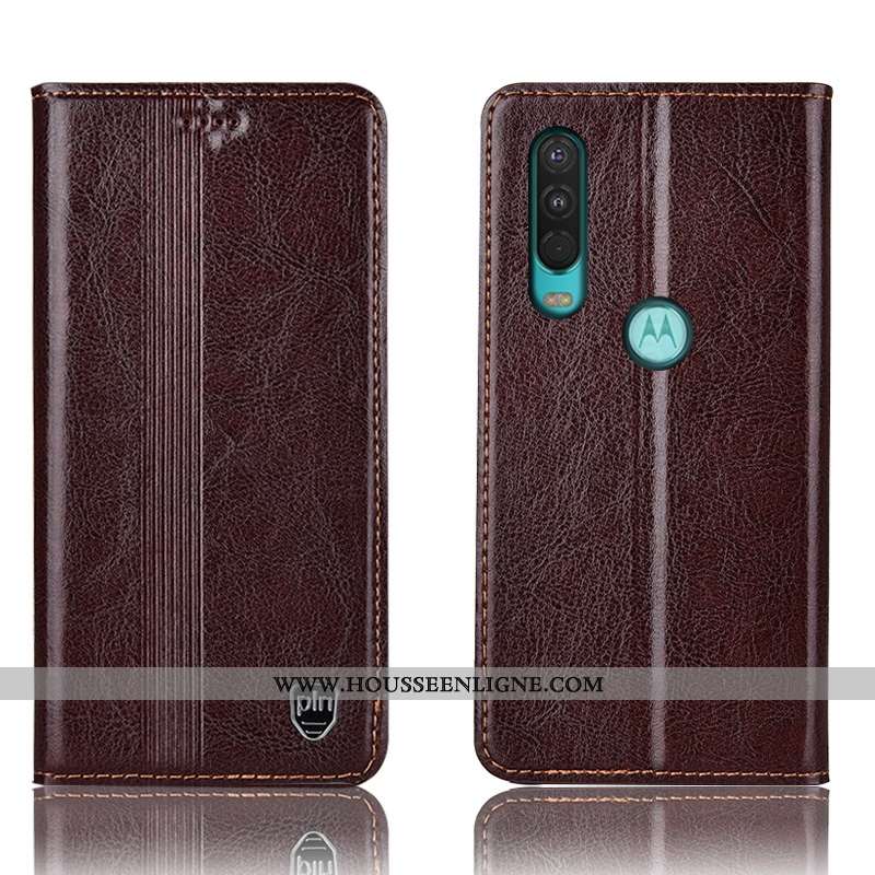 Coque Motorola One Action Cuir Véritable Protection Rouge Étui Incassable Tout Compris