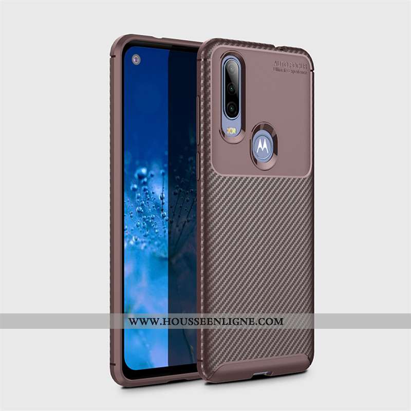 Coque Motorola One Action Délavé En Daim Modèle Fleurie Fluide Doux Étui Business Protection Marron